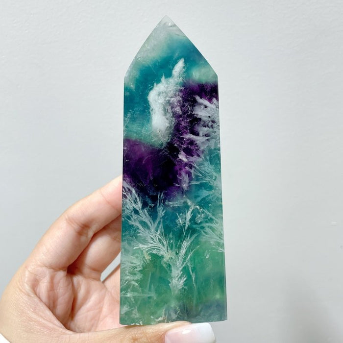 13 Pieces Large Feather Fluorite Four-Sided Tower Points
