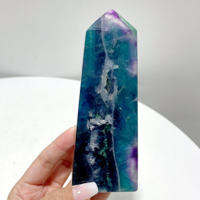 13 Pieces Large Feather Fluorite Four-Sided Tower Points