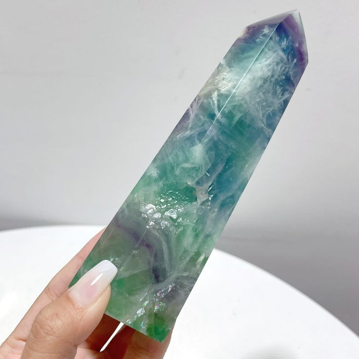 13 Pieces Large Feather Fluorite Four-Sided Tower Points
