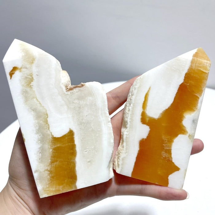 13 Pieces Large Yellow Calcite Tower Raw Side