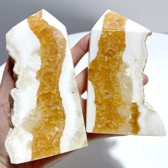 13 Pieces Large Yellow Calcite Tower Raw Side