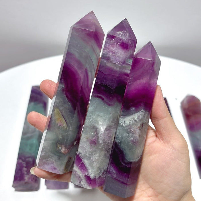 13 Pieces Rainbow Fluorite Tower