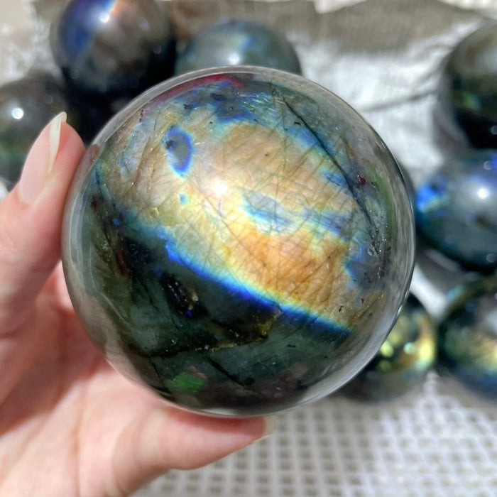 13 Pieces Strong Light Labradorite Spheres
