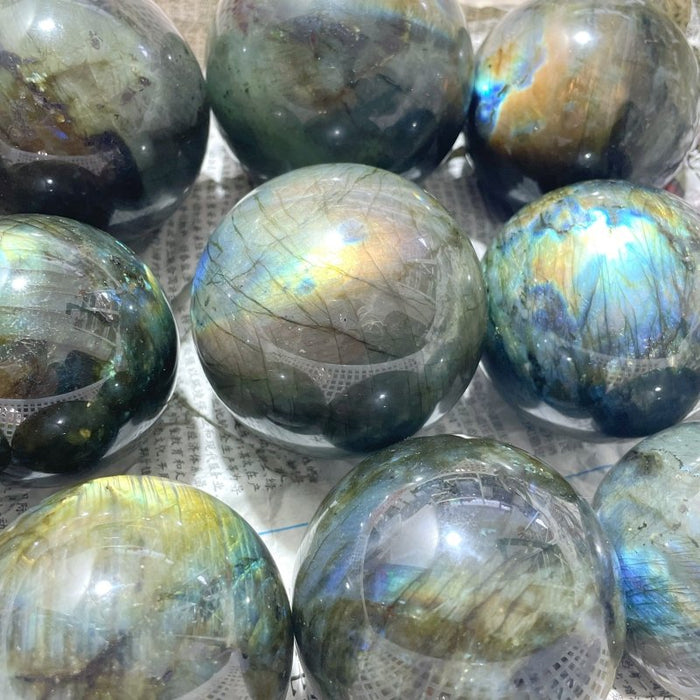 13 Pieces Strong Light Labradorite Spheres