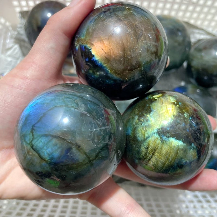 13 Pieces Strong Light Labradorite Spheres