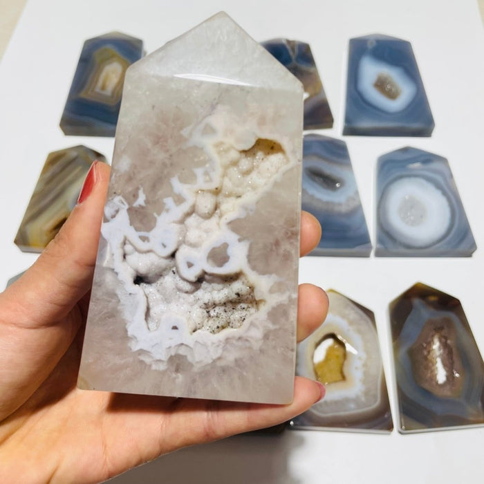14 Pieces Agate Geode Druzy Tower Point Wholesale