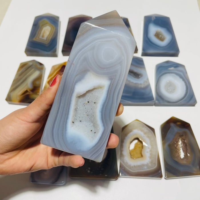14 Pieces Agate Geode Druzy Tower Point Wholesale