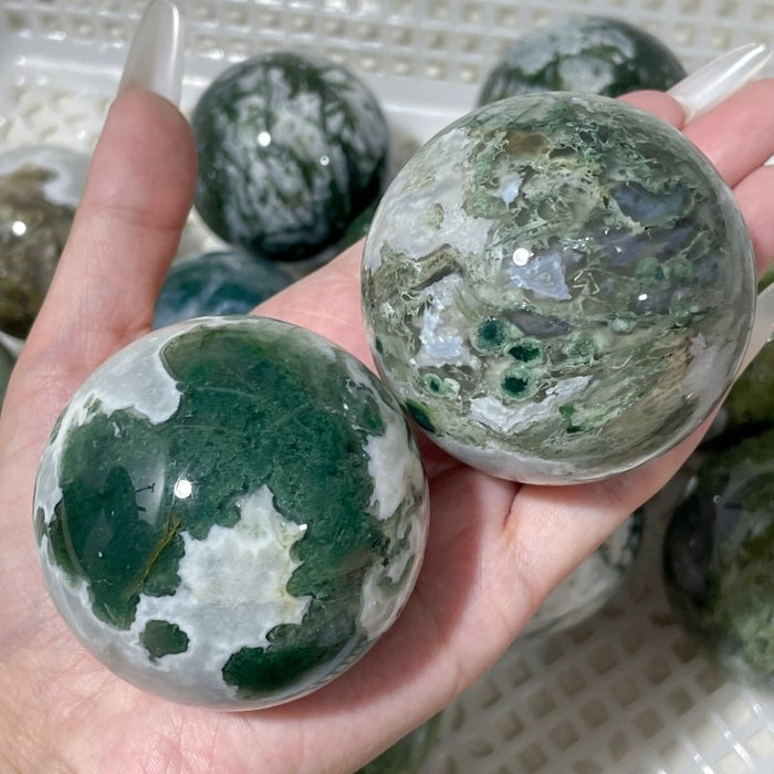 14 Pieces Beautiful Moss Agate Spheres