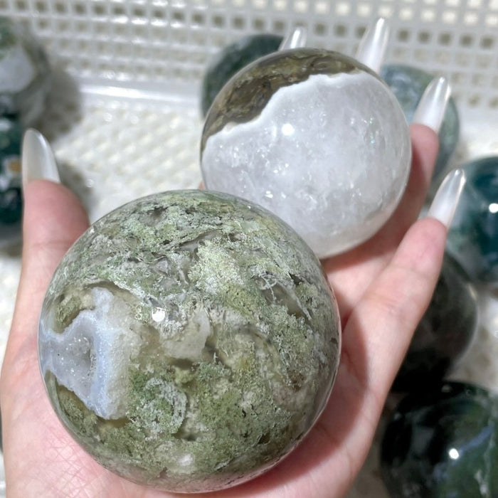14 Pieces Beautiful Moss Agate Spheres
