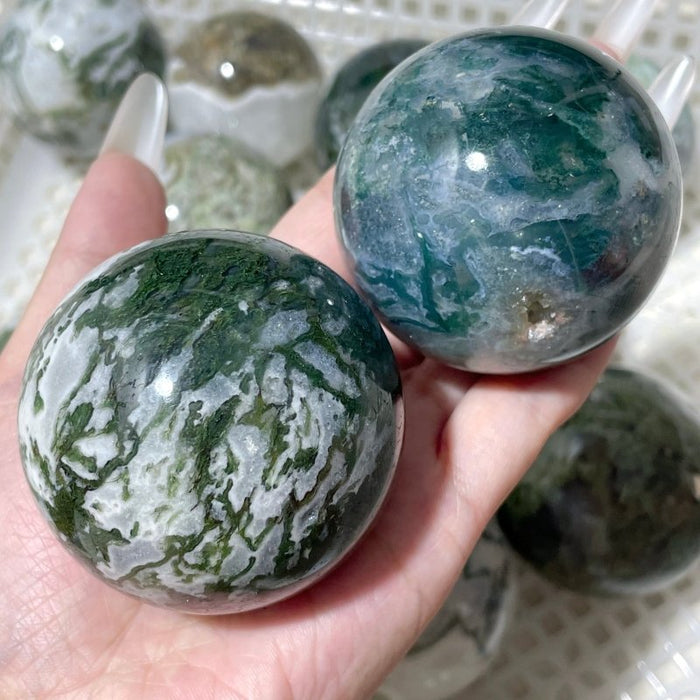 14 Pieces Beautiful Moss Agate Spheres
