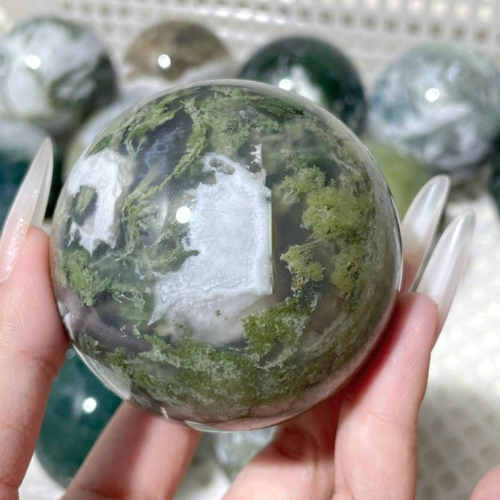 14 Pieces Beautiful Moss Agate Spheres