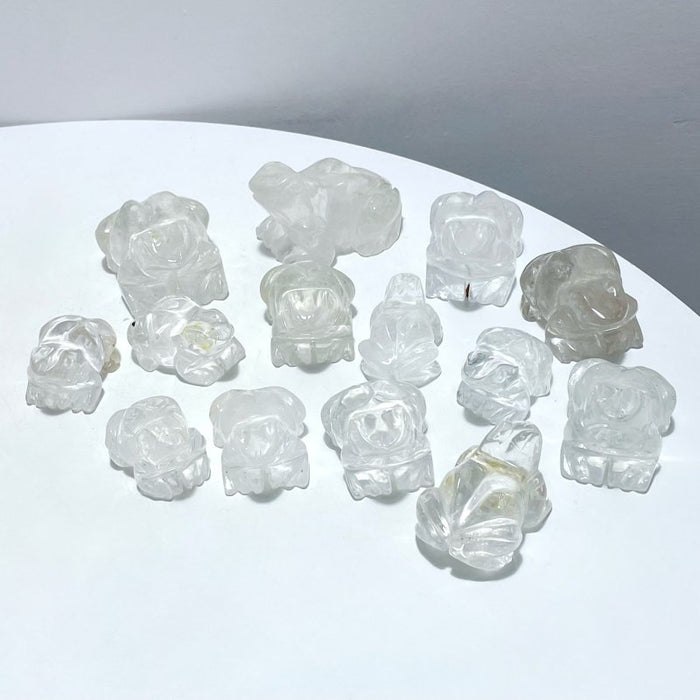 14 Pieces Clear Quartz Frog Carving
