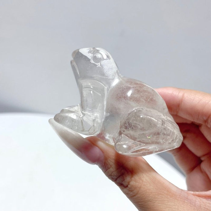 14 Pieces Clear Quartz Frog Carving