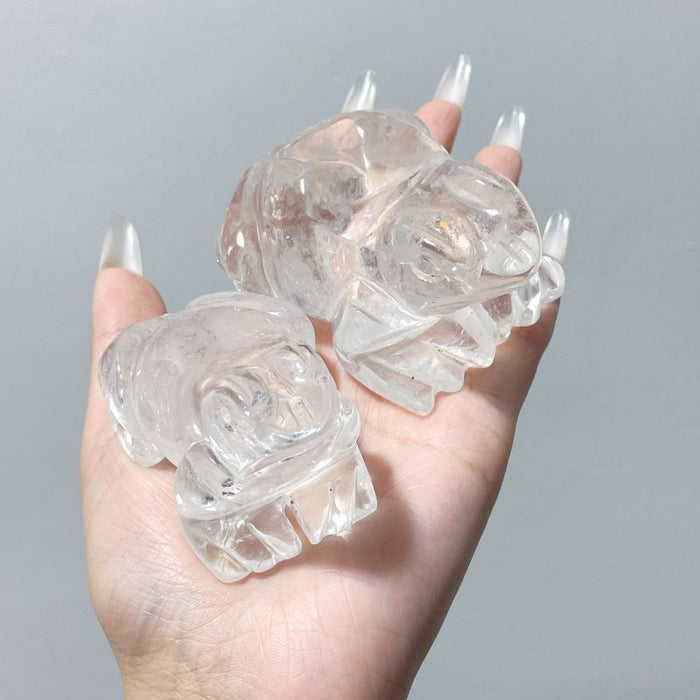 14 Pieces Clear Quartz Frog Carving