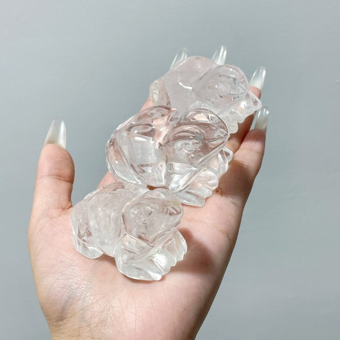 14 Pieces Clear Quartz Frog Carving