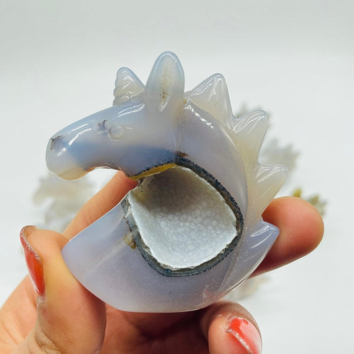 14 Pieces Geode Druzy Agate Stand Beautiful Unicorn Carving