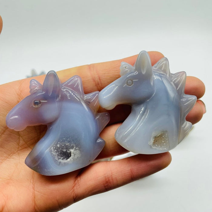 14 Pieces Geode Druzy Agate Stand Beautiful Unicorn Carving