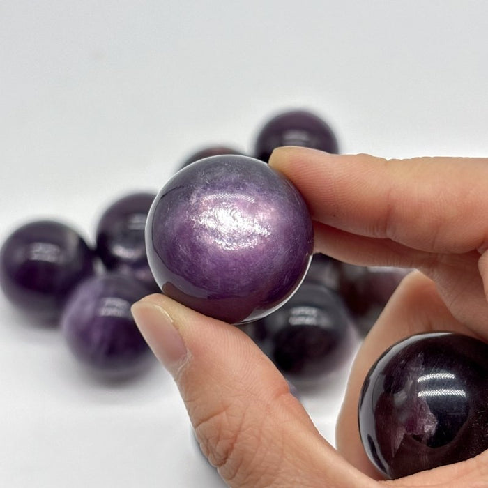 14 Pieces High Quality Purple Lepidolite Spark Spheres