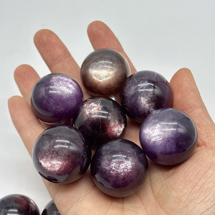 14 Pieces High Quality Purple Lepidolite Spark Spheres