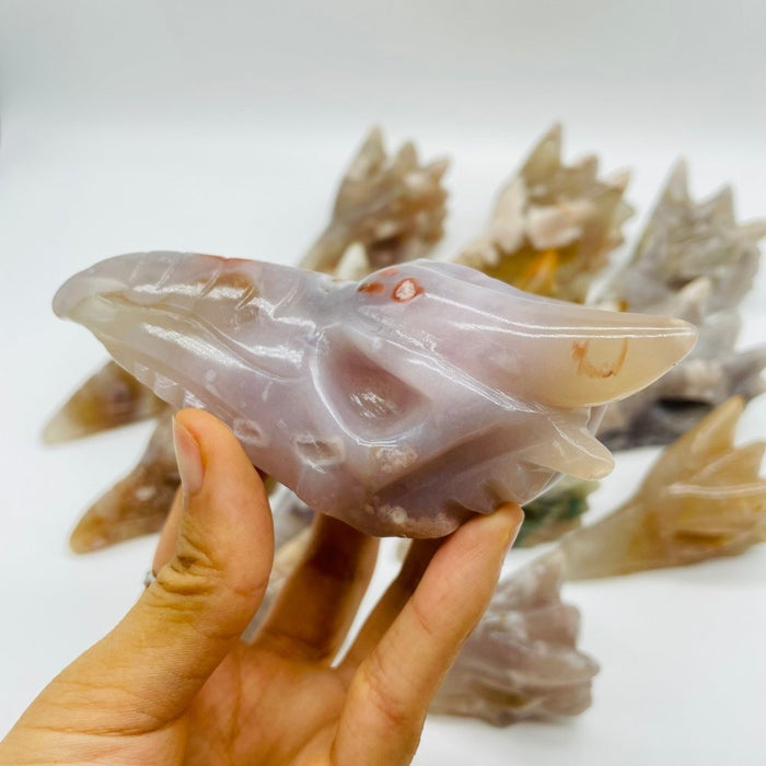 14 Pieces High Quality Sakura Flower Agate Dragon Bird Head Carving