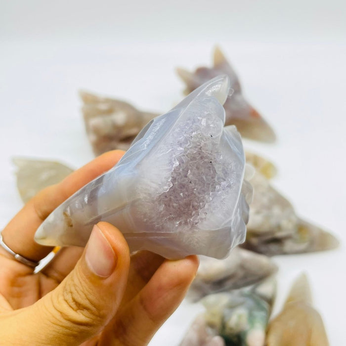 14 Pieces High Quality Sakura Flower Agate Dragon Bird Head Carving