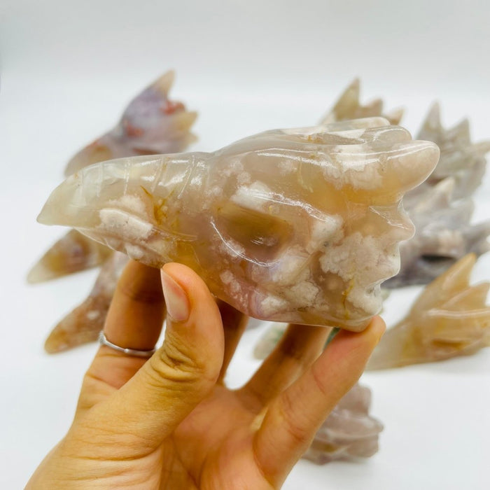 14 Pieces High Quality Sakura Flower Agate Dragon Bird Head Carving