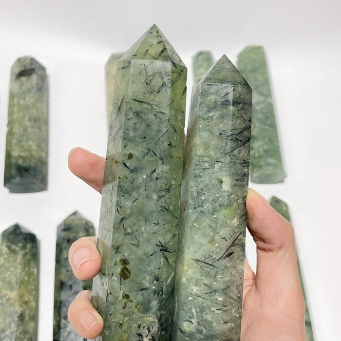 14 Pieces Large Green Prehnite Stone Tower