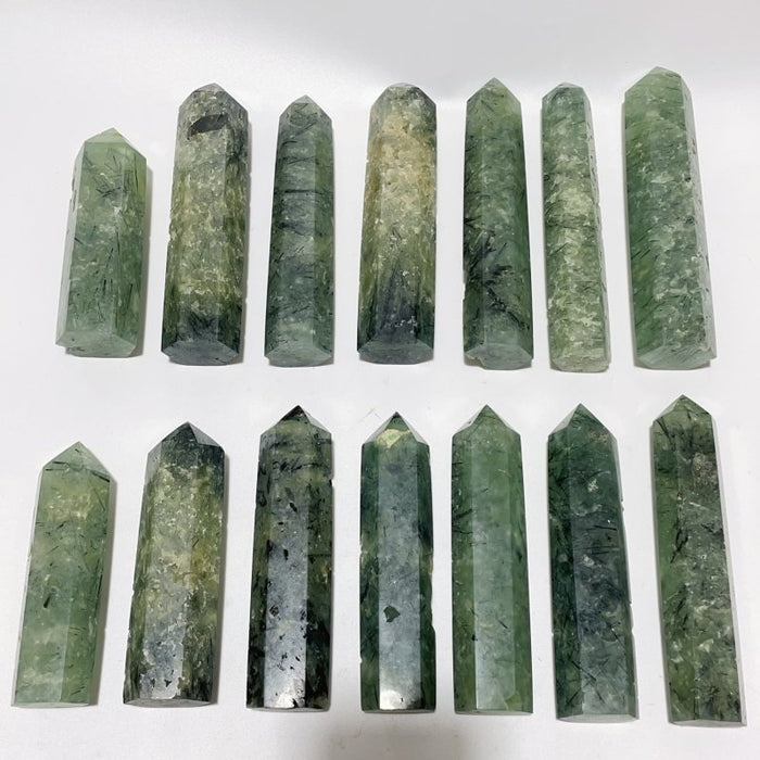 14 Pieces Large Green Prehnite Stone Tower