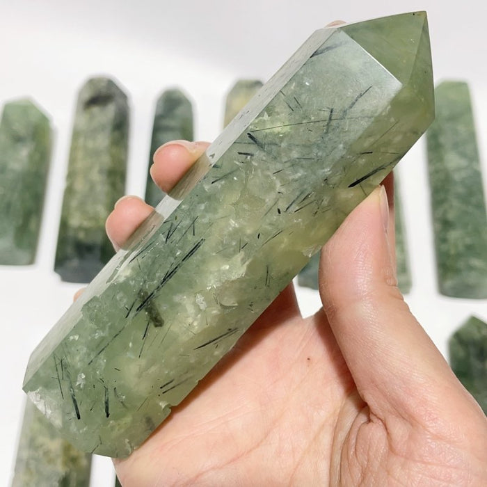 14 Pieces Large Green Prehnite Stone Tower