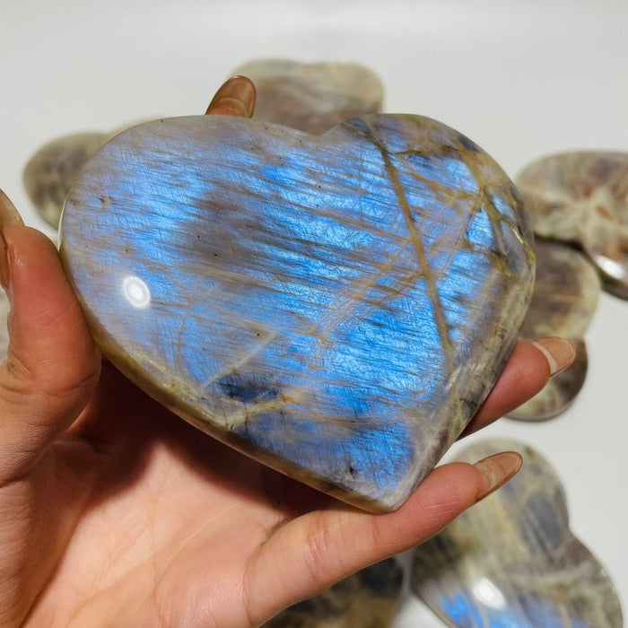 14 Pieces Large Moonstone Mixed Sunstone Heart
