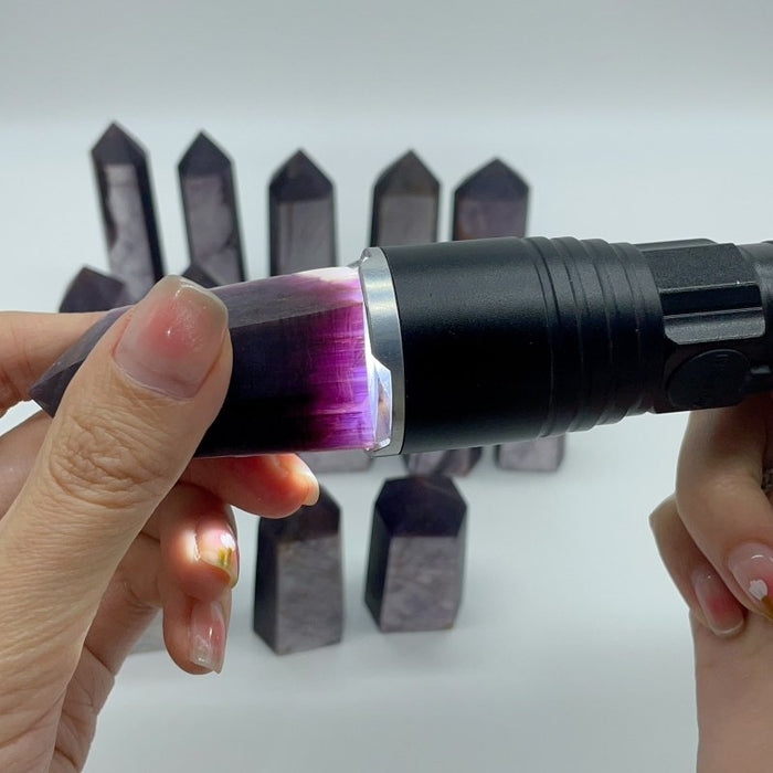 14 Pieces Purple Lepidolite Six-Sided Tower