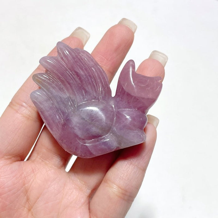 14 Pieces Purple Rose Quartz Nine-Tailed Fox Carving