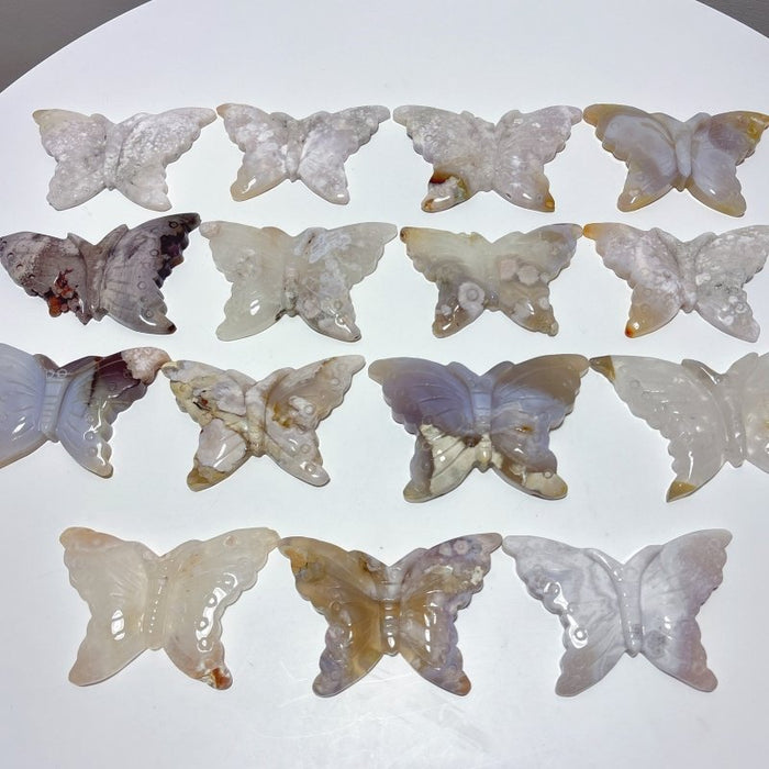 15 Pieces Beautiful Agate Butterfly Carving