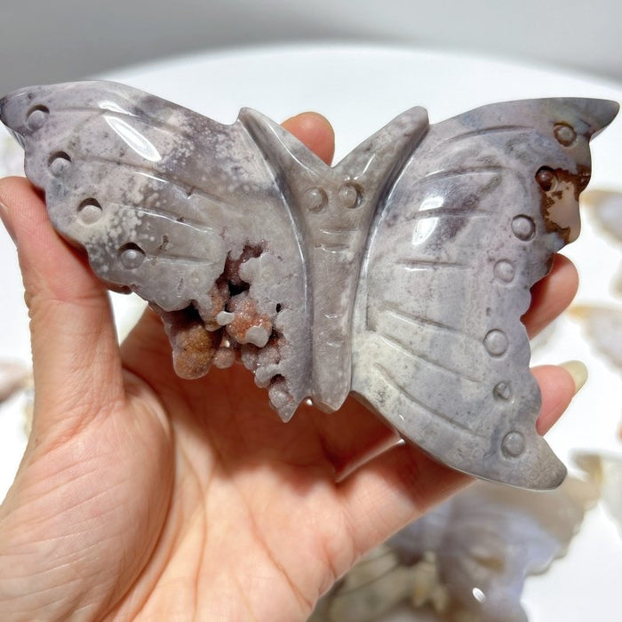 15 Pieces Beautiful Agate Butterfly Carving
