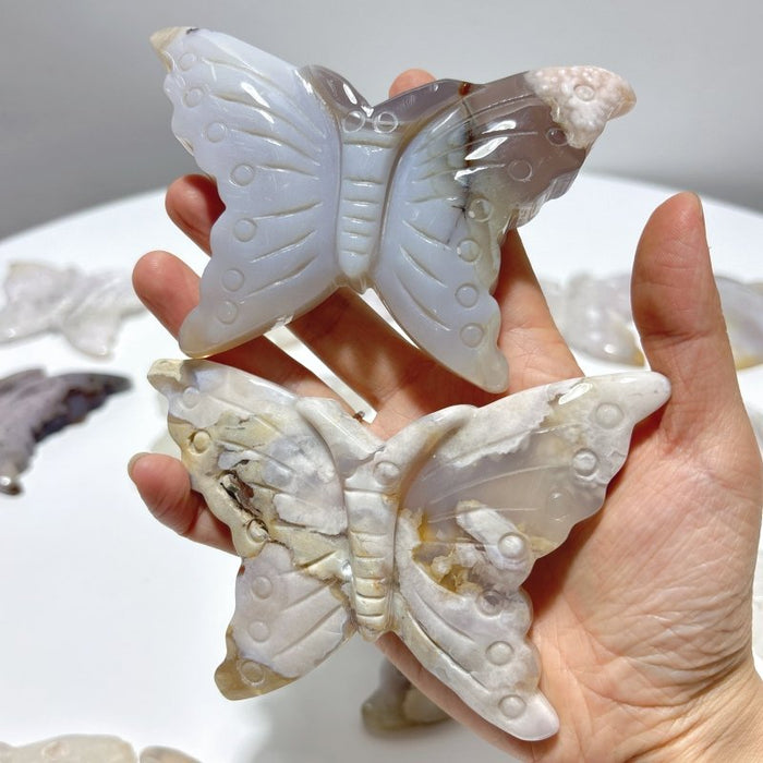 15 Pieces Beautiful Agate Butterfly Carving