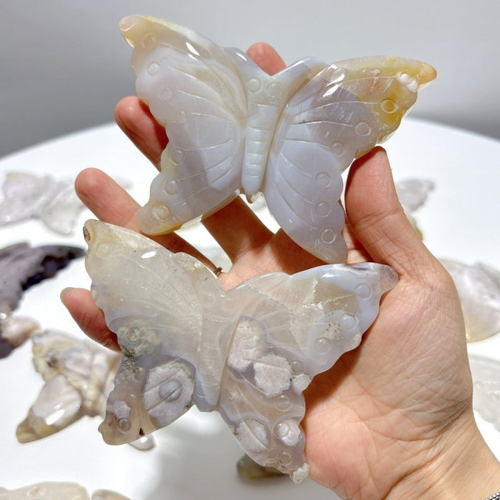 15 Pieces Beautiful Agate Butterfly Carving