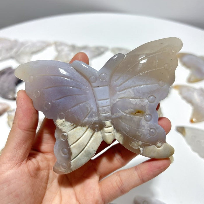 15 Pieces Beautiful Agate Butterfly Carving