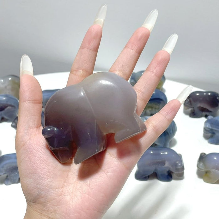 15 Pieces Beautiful Geode Druzy Agate Bear Carving