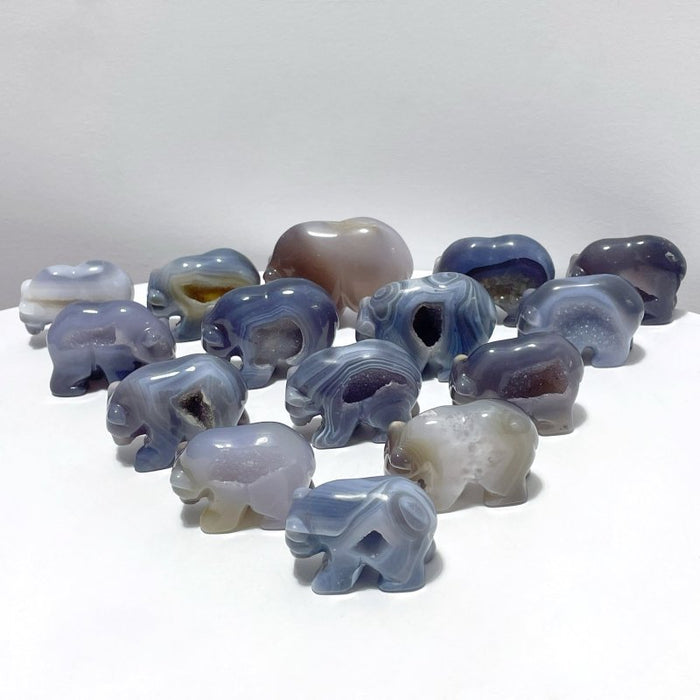 15 Pieces Beautiful Geode Druzy Agate Bear Carving