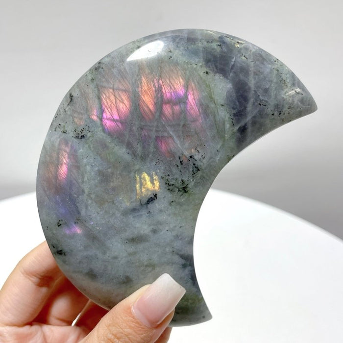 15 Pieces Beautiful Labradorite Moon Carving