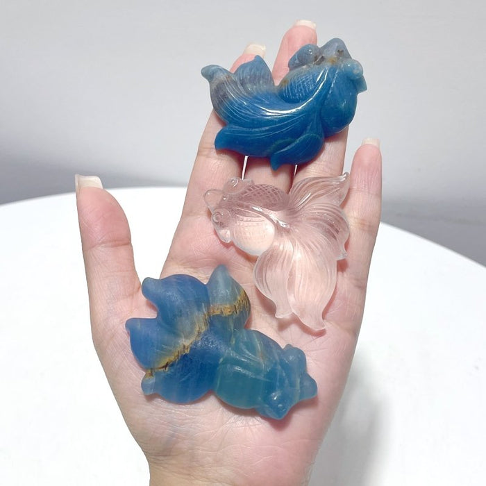 15 Pieces Goldfish Carvings - Different Materials