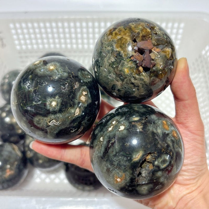 15 Pieces High Quality Green Sea Jasper Crystal Spheres