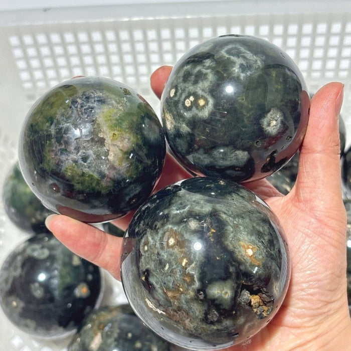 15 Pieces High Quality Green Sea Jasper Crystal Spheres