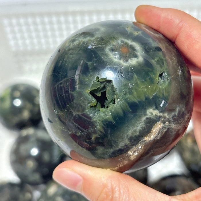 15 Pieces High Quality Green Sea Jasper Crystal Spheres