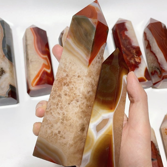 15 Pieces Large Carnelian Mixed Quartz Crystal Tower