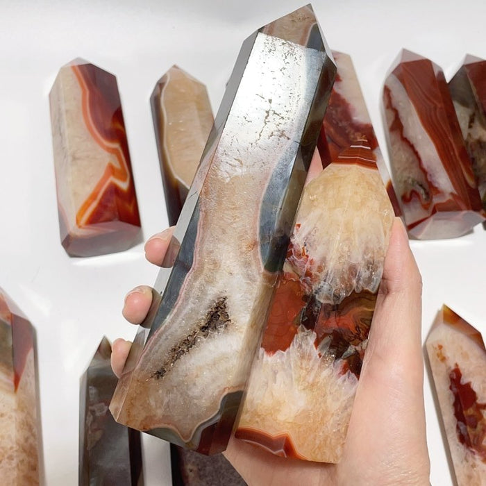 15 Pieces Large Carnelian Mixed Quartz Crystal Tower