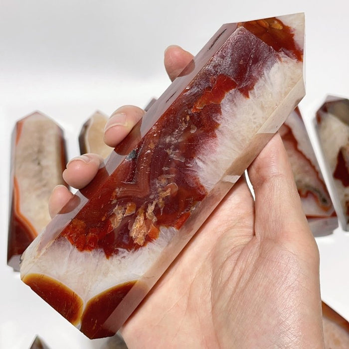 15 Pieces Large Carnelian Mixed Quartz Crystal Tower
