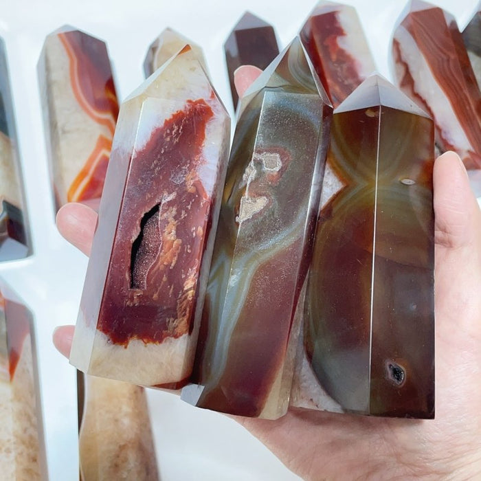 15 Pieces Large Carnelian Mixed Quartz Crystal Tower
