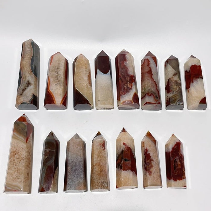 15 Pieces Large Carnelian Mixed Quartz Crystal Tower