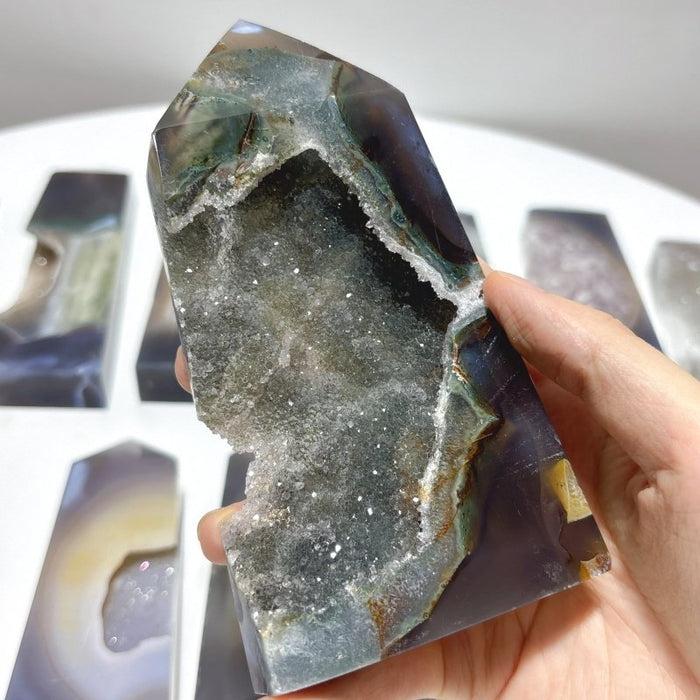 15 Pieces Large Druzy Geode Agate Points